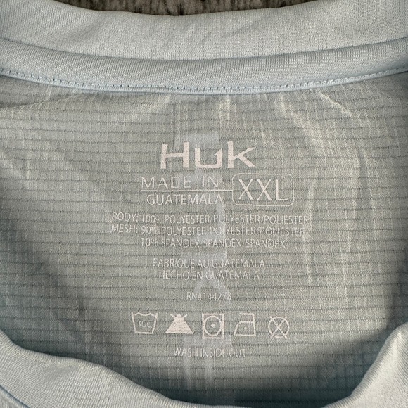 Huk Fishing Long Sleeve Shirt Mens XXL Light Blue Performance Crew Neck Tee - Picture 3 of 7